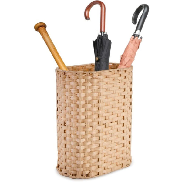 Hand-Woven Wicker Umbrella Holder, Decorative Cane Stand Basket for Home & Entryway (Natural)