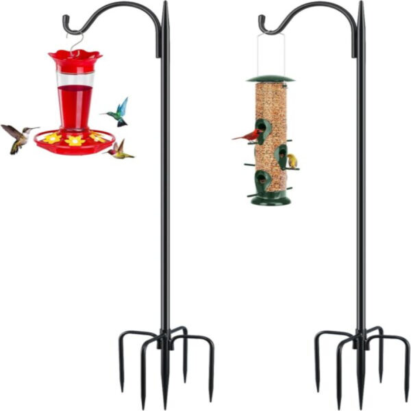 2-Pack 60" Adjustable Shepherd's Hooks for Outdoor Bird Feeders, Plants & Lanterns
