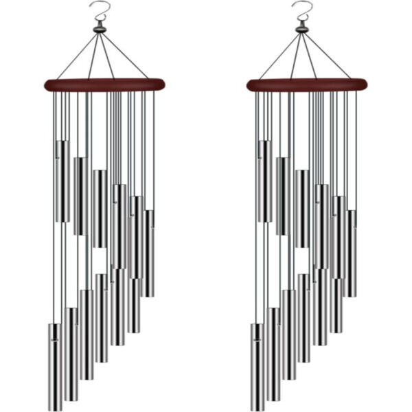2-Pack Sympathy Wind Chimes for Outdoors – Memorial Aluminum Alloy Tubes & Hook