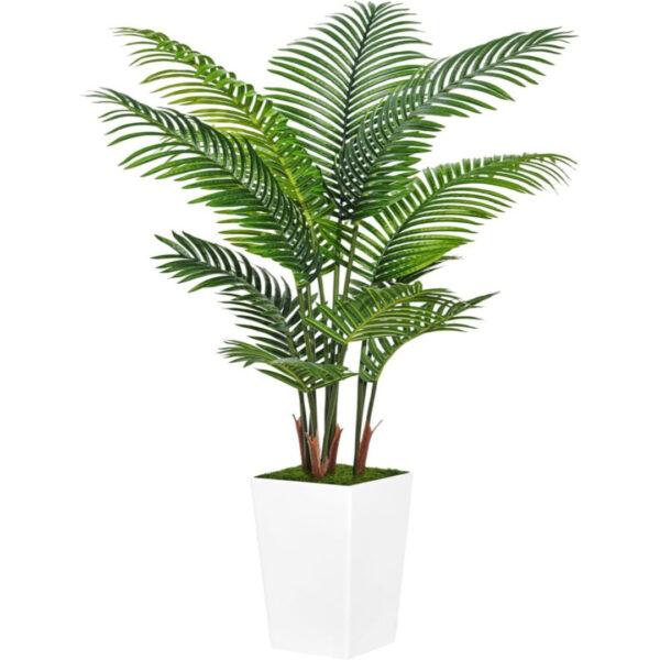 5ft Artificial Palm Tree with White Planter for Home/Office Decor