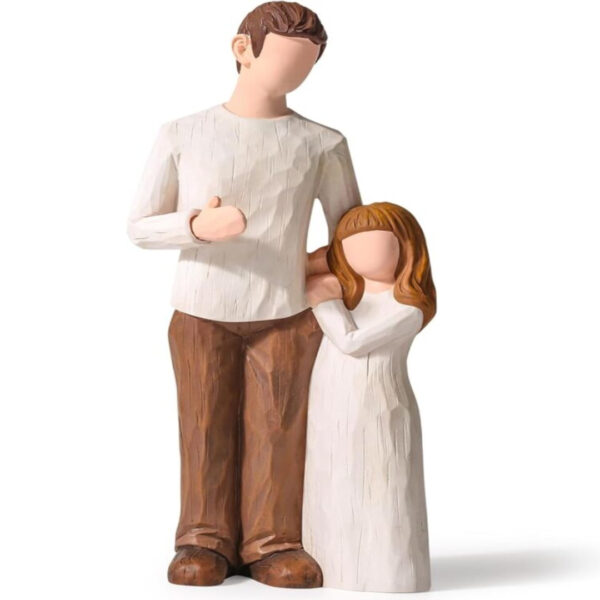 Father and Daughter Figurines, Hand-Painted Sculpted Statue for Father's Day, Birthdays & Holidays