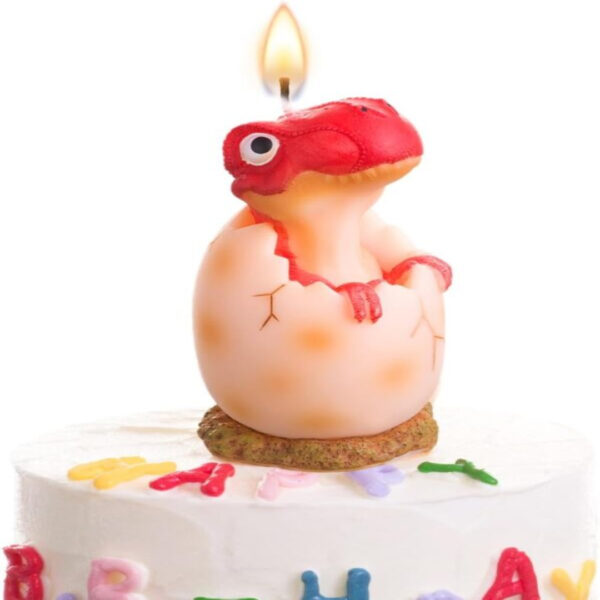 3.6" Red Dinosaur Birthday Candle – Dino Cake Topper for Kids & Parties