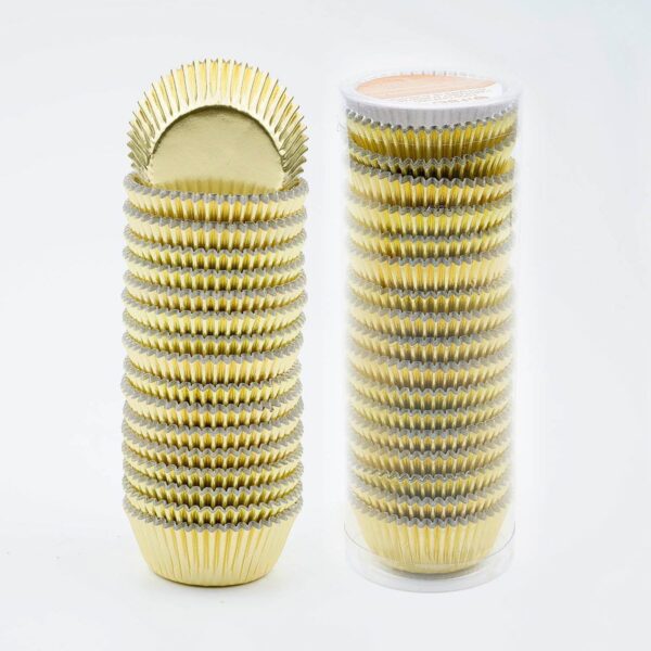 300-Count Mini Gold Foil Cupcake Liners – Bright Foil Paper Baking Cups