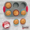 6-Cup Muffin Pan with Silicone Handles & Reusable Liners – Non-Stick for Muffins & Cupcakes - Image 4