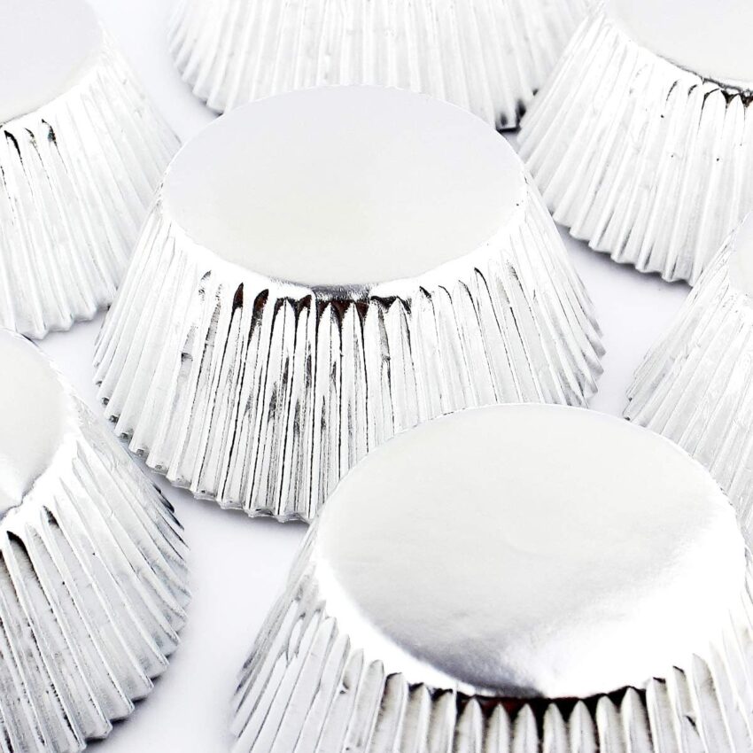 198-Piece Silver Foil Cupcake Liners – Muffin Paper Baking Cups