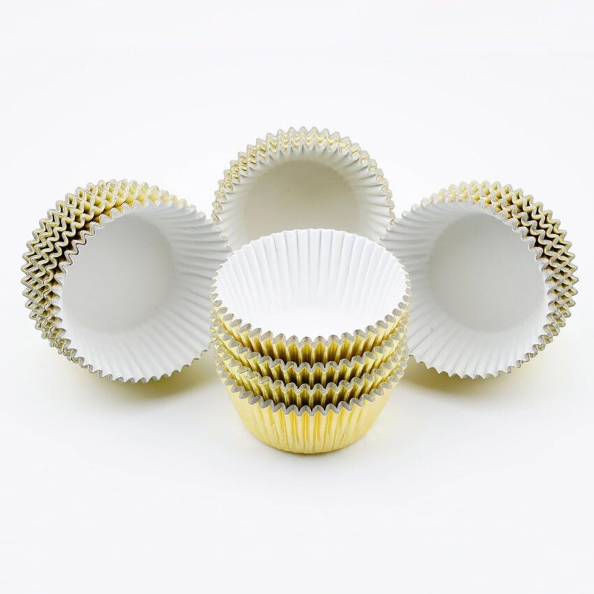 300-Count Mini Gold Foil Cupcake Liners – Bright Foil Paper Baking Cups