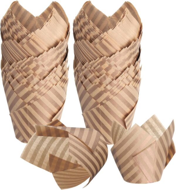 150-Piece Tulip Baking Cups – Greaseproof Cupcake Liners for Weddings & Parties (Brown)
