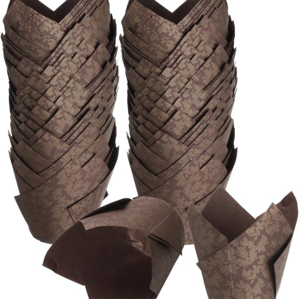 150-Piece Tulip Baking Cups – Greaseproof Cupcake Liners for Weddings & Parties (Flower, Coffee)