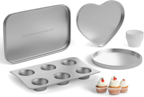 Kids' Oven Pan Set for Easy Bake Ultimate Oven – Includes Cupcake, Circle, Heart & Rectangular Pans + 75