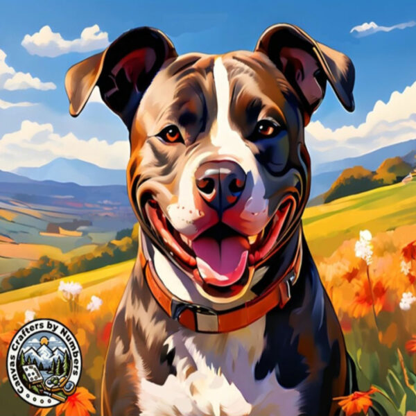 Paint by Number Kits - Dog Portrait Painting, American Pit Bull Terrier, Pit Bull Wall Art, DIY Acrylic Painting Kit