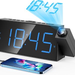 180° Rotatable Projection Alarm Clock for Bedroom with Clear LED Display
