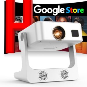 4K Smart Outdoor Projector with 1500 ANSI Lumens, WiFi 6, Bluetooth, Google Store Access & Voice Control