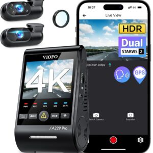 A229 Pro 3-Channel Dash Cam – 4K Front, 2K Inside, 1080P Rear, Dual STARVIS 2 Sensors (IMX678 & IMX675), HDR Triple Car Camera