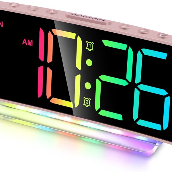 Colorful LED Digital Alarm Clock with Adjustable Volume and Weekday/Weekend Modes