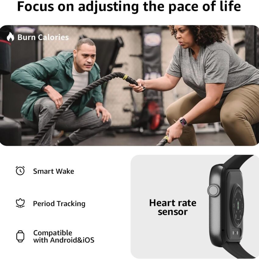 Smart Watch with 1.85" Touchscreen, Bluetooth Calling, Fitness & Health Monitor with Heart Rate, BP, Sleep, 140+ Sports, IP68 Waterproof