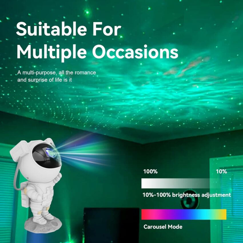 Galaxy Star Projector Night Light – Astronaut Space LED Ceiling Lamp with Timer & Remote