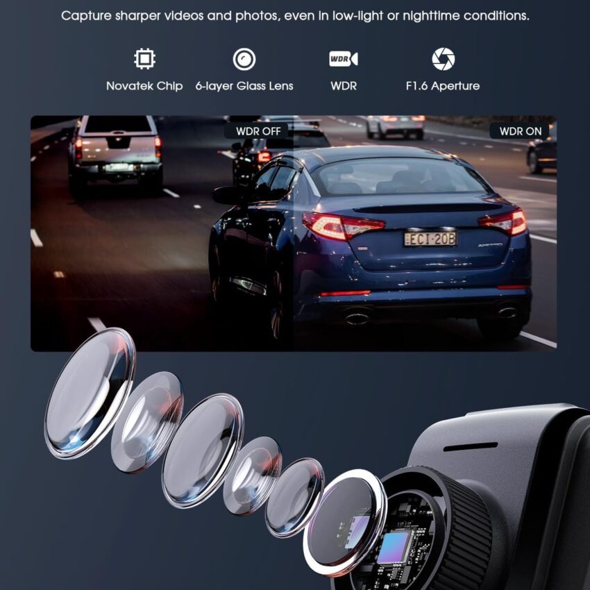 2K WiFi Dash Cam – Front Car Camera with App, External GPS, 1.5’’ IPS Display