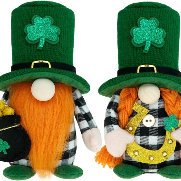 St Patricks Day Gnome Decor Lucky Shamrock Farmhouse Tiered Tray