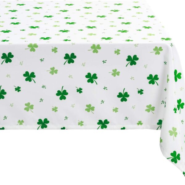 Waterproof St Patricks Day Shamrock Tablecloth Washable Rectangle 60x84 Inch