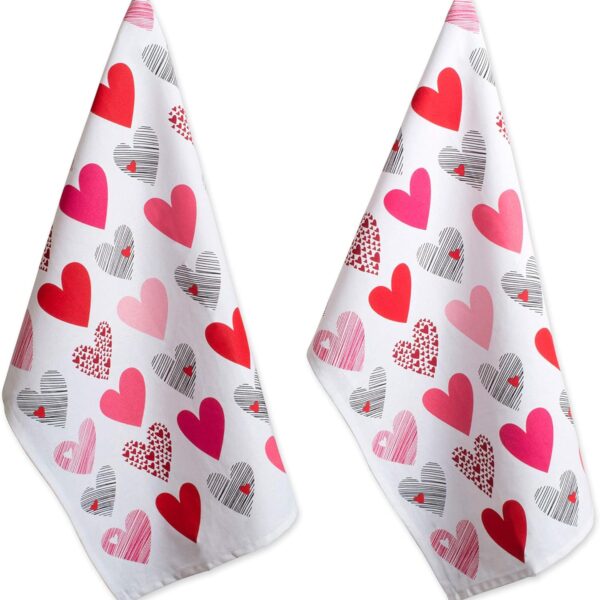 Valentines Day Kitchen Dish Towel Set 2-Piece 18x28 Inches