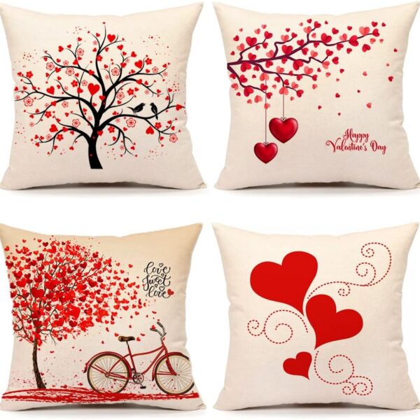 Valentines Day Throw Pillow Covers Set of 4 18x18 Inches