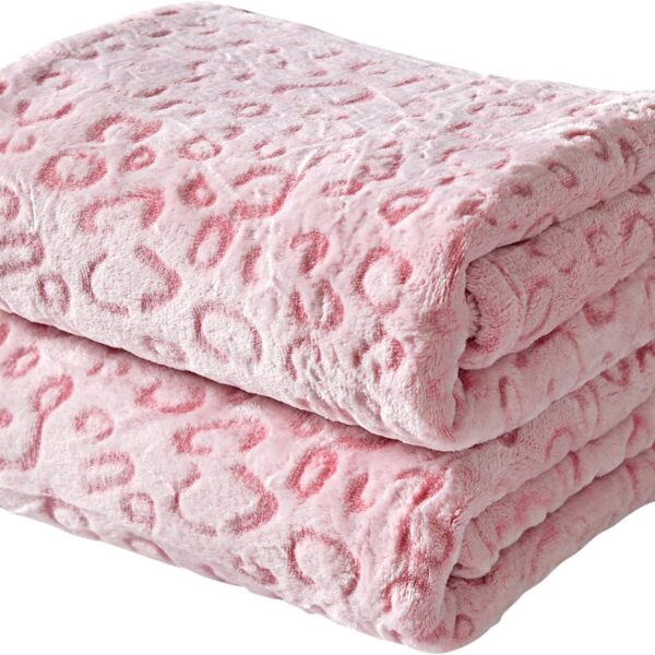 Pink Leopard Print Throw Blanket Valentines Day Fleece 50x60 Inches