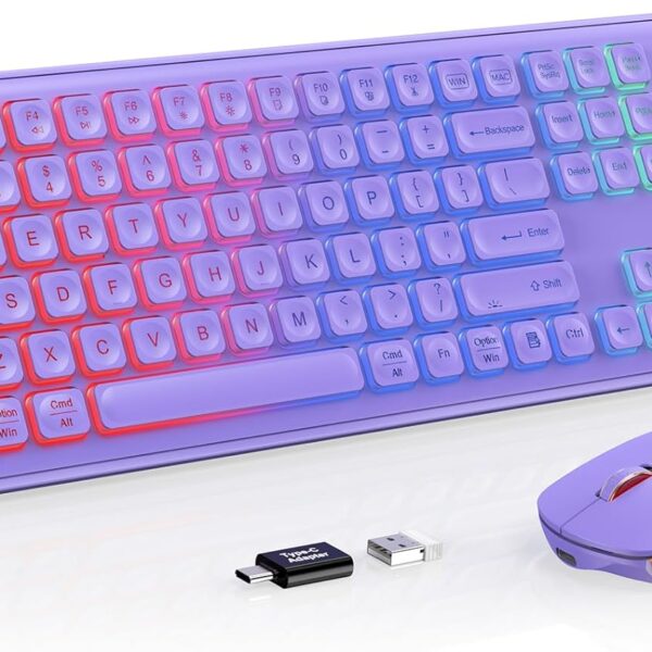 Wireless RGB Keyboard and Mouse Full-Size Rechargeable Set