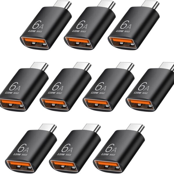 10-Pack USB-C to USB-A 120W Fast Adapter