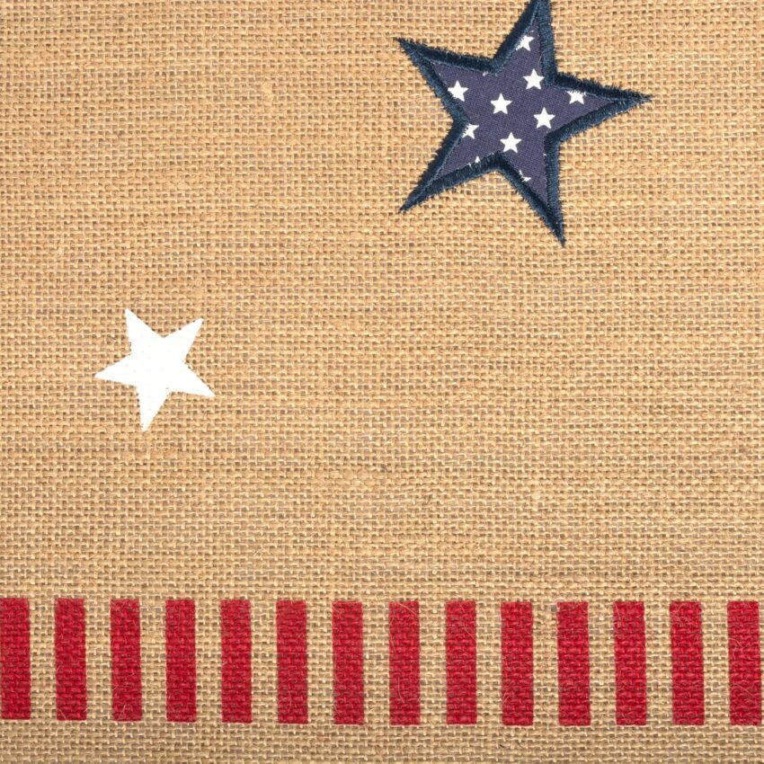 4th of July Patriotic Jute Table Runner 15x74 Inches