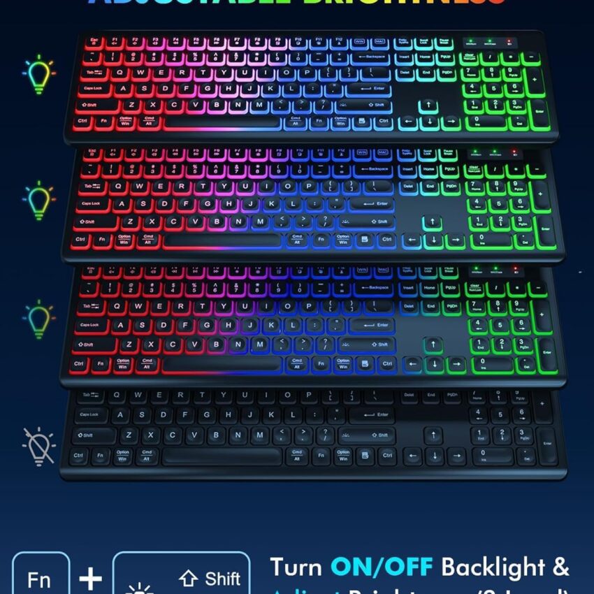 Wireless RGB Keyboard and Mouse Combo with Rechargeable Battery
