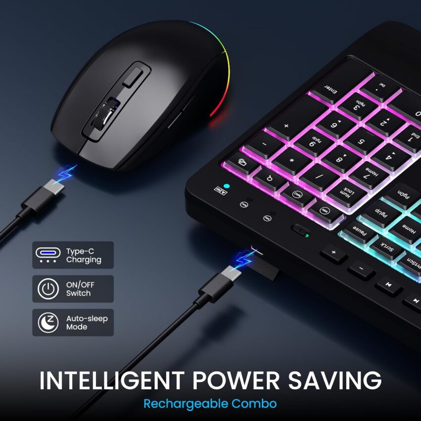 Wireless RGB Keyboard and Mouse Combo with Ergonomic Design