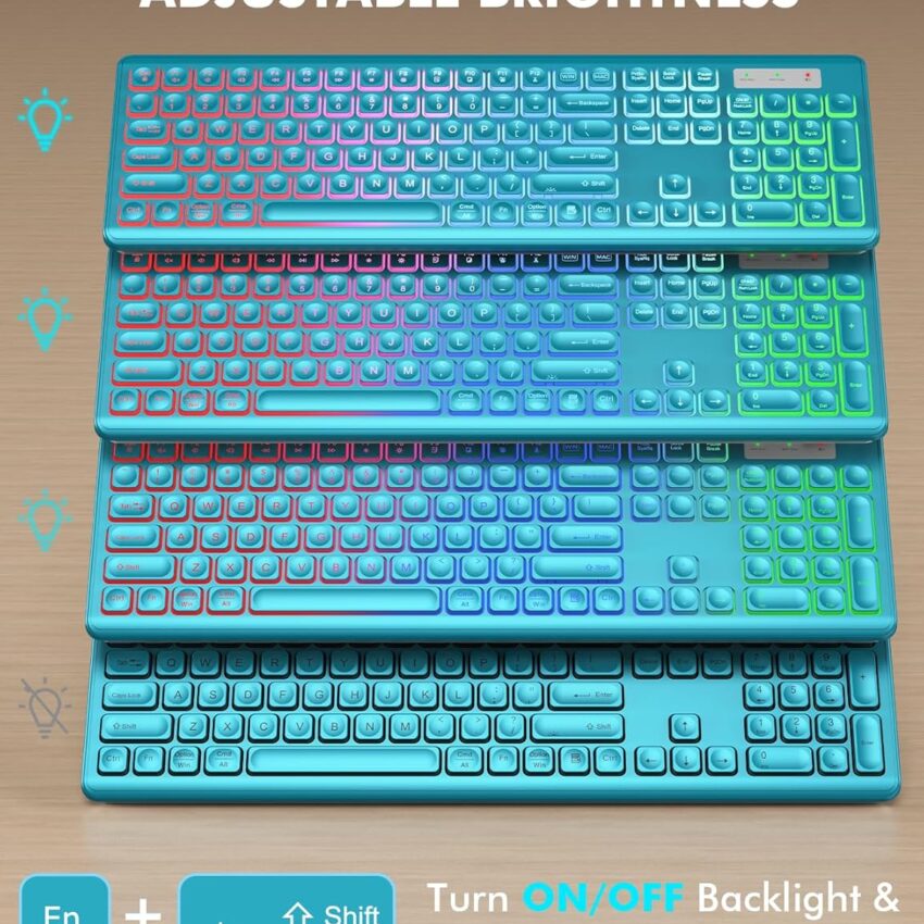 Wireless RGB Keyboard and Mouse Combo Full-Size Rechargeable
