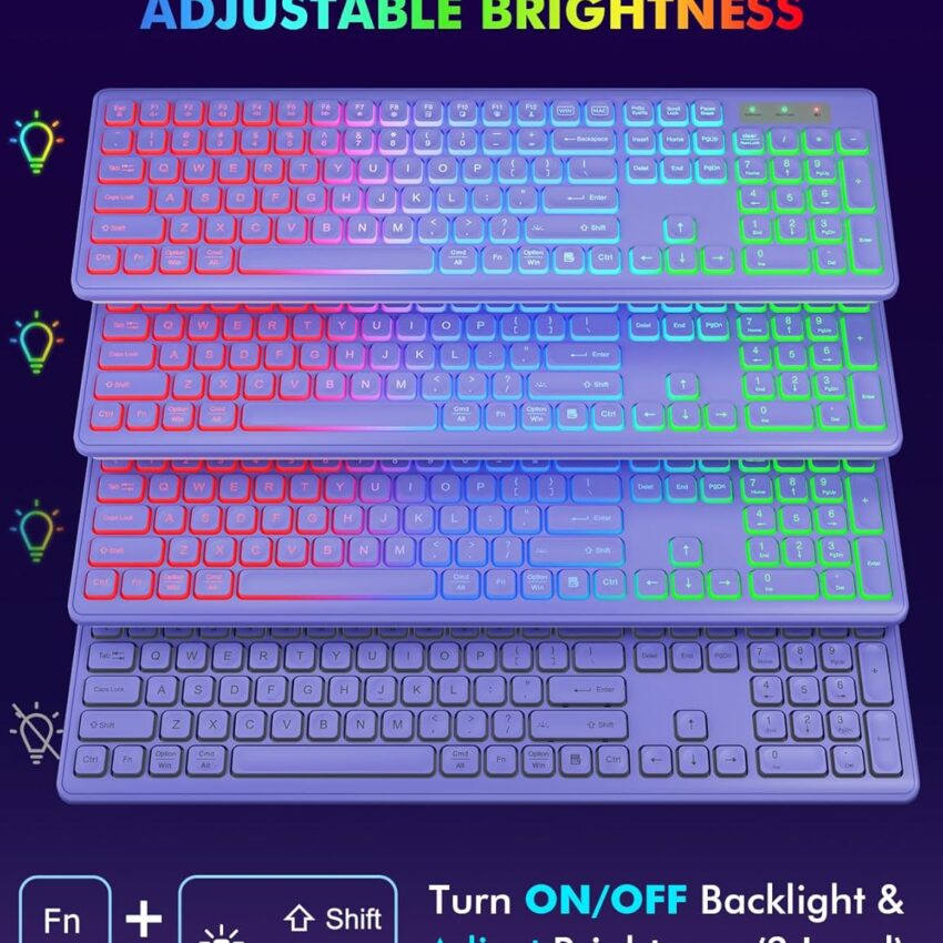 Wireless RGB Keyboard and Mouse Full-Size Rechargeable Set