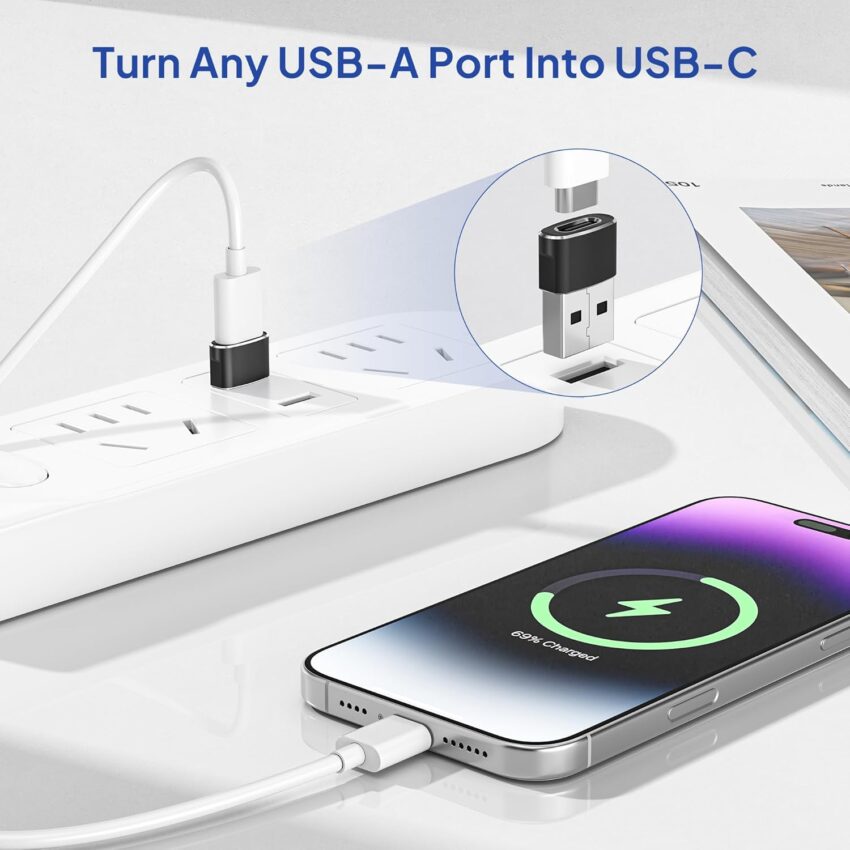 USB-A to USB-C Adapter 4-Pack for Smartphones