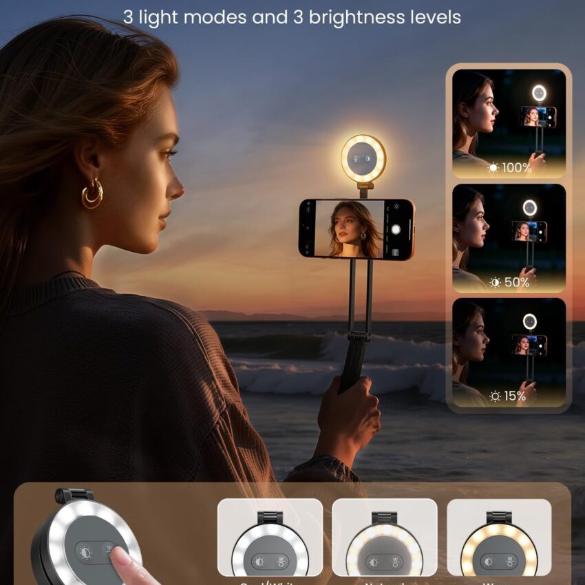 Magnetic Phone Tripod Selfie Stick with Fill Light