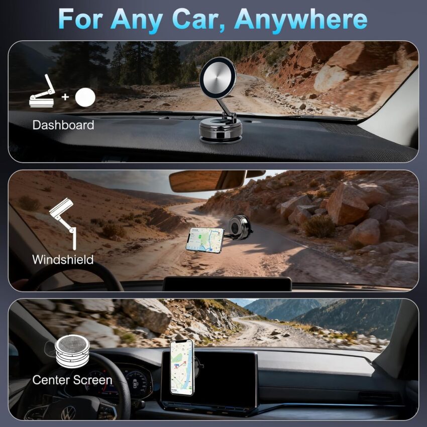 Magnetic Car Phone Holder with Strong Suction 360° Mount