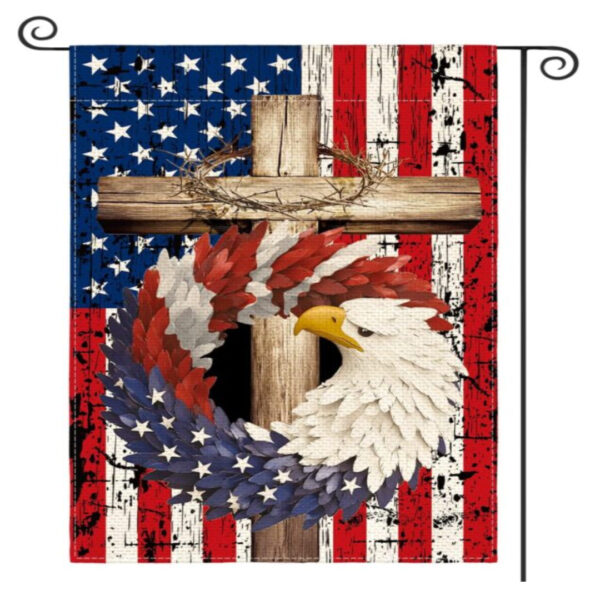 Patriotic Stars Stripes Eagle Garden Flag 12x18 Inch Double-Sided