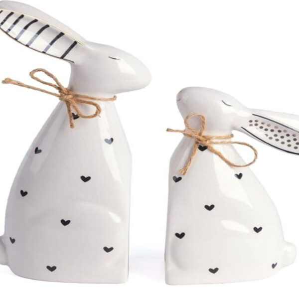 Minimalist 6.3" Ceramic Easter Bunny Statues for Indoor Home Accents