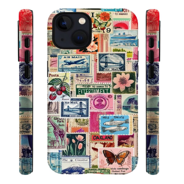 Retro Stamp Collage Shockproof Case Compatible with iPhone 13