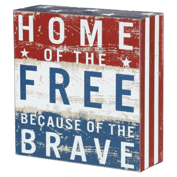 Patriotic July 4th Wood Box Sign American Flag Farmhouse Decor