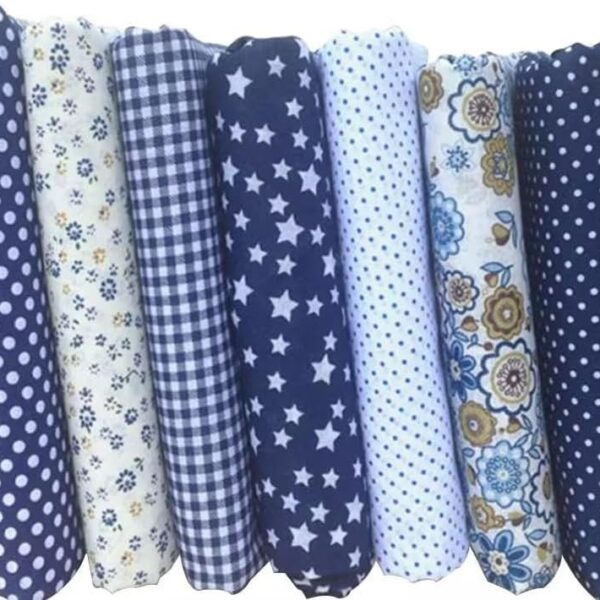 Dark Blue Floral Cotton Crafting Fabric Squares