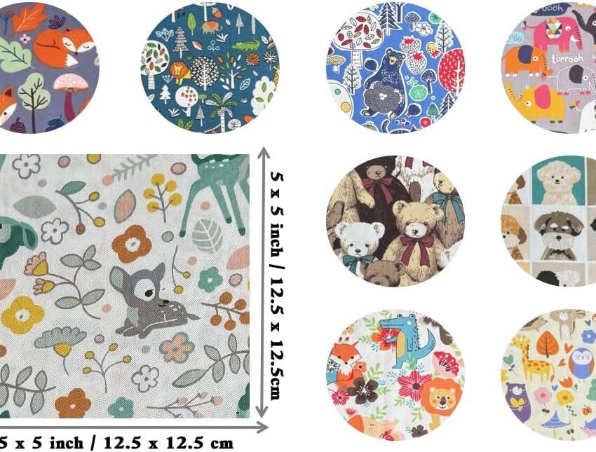 Animal Cotton Quilting Charm Squares 54 Pack