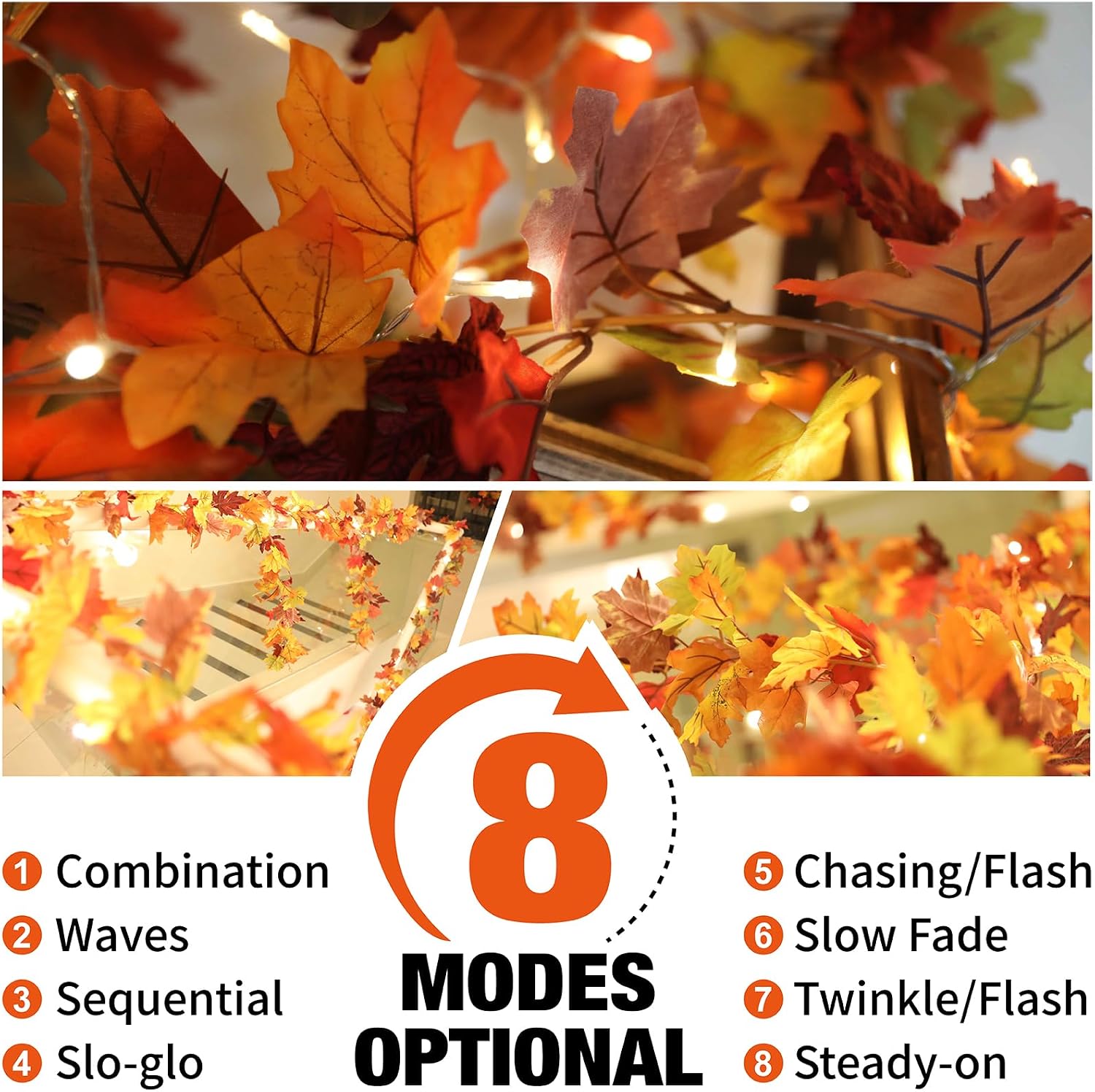 Fall Maple Garland LED String Light Autumn Seasonal Decor - Image 4
