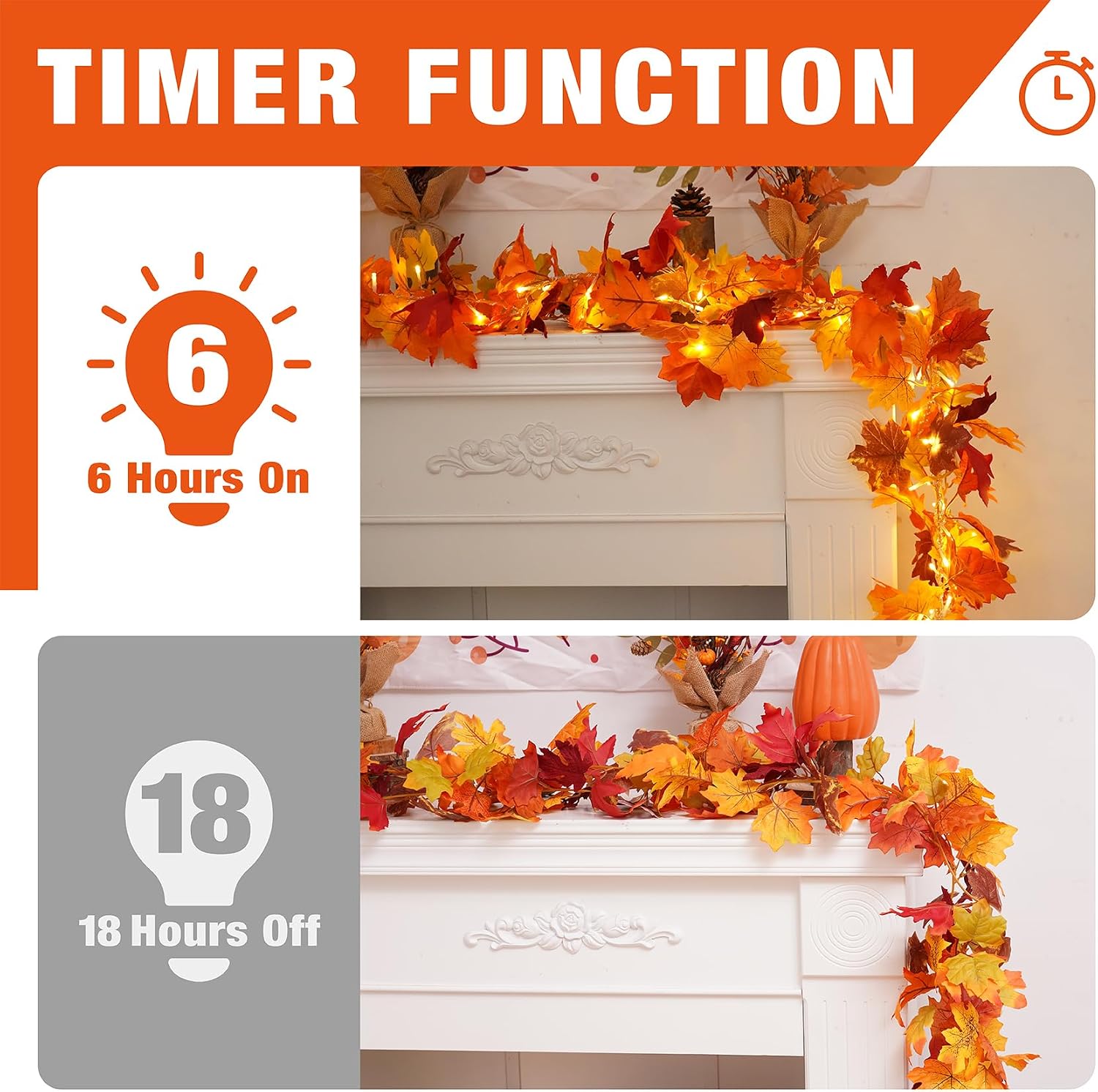 Fall Maple Garland LED String Light Autumn Seasonal Decor - Image 5