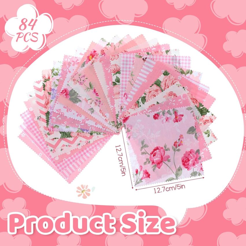 Pink Cotton Quilting Charm Squares 84 Pack