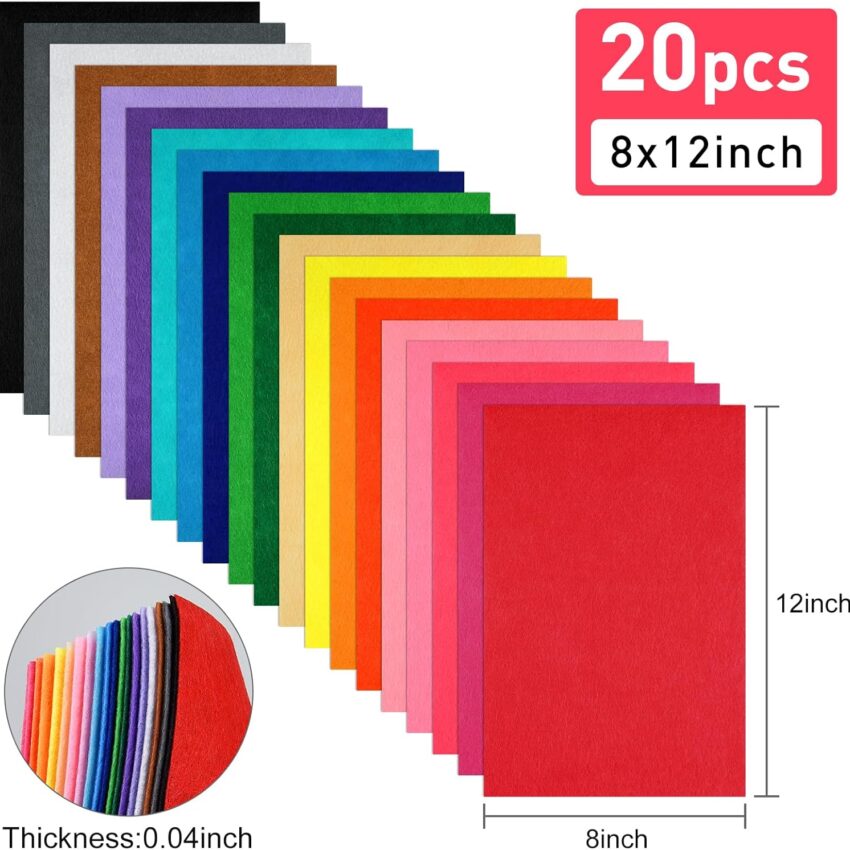 Assorted Felt Crafting Fabric Sheets Twenty Pieces