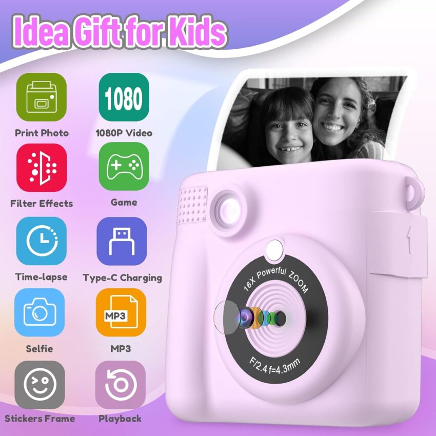 Instant Print Kids Camera Digital Craft Photo Kit
