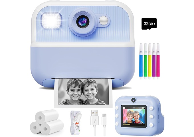 Instant Print Kids Camera Dual Selfie Craft Kit