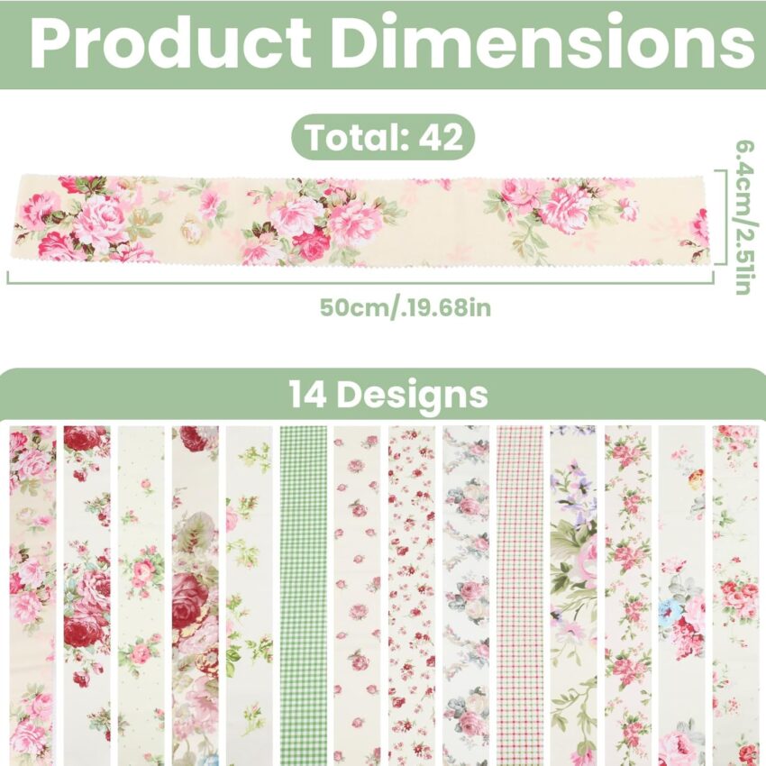 Polyester Quilting Fabric Strips 42 Pack Watercolor