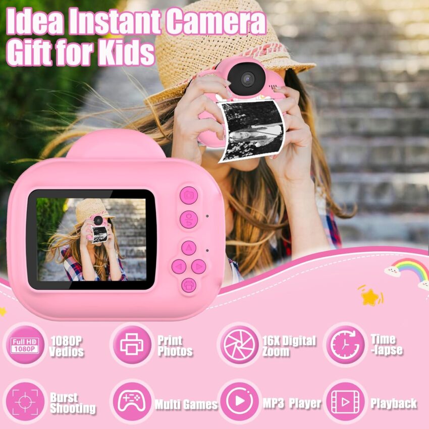 Kids Instant Print Camera HD Digital Craft Kit